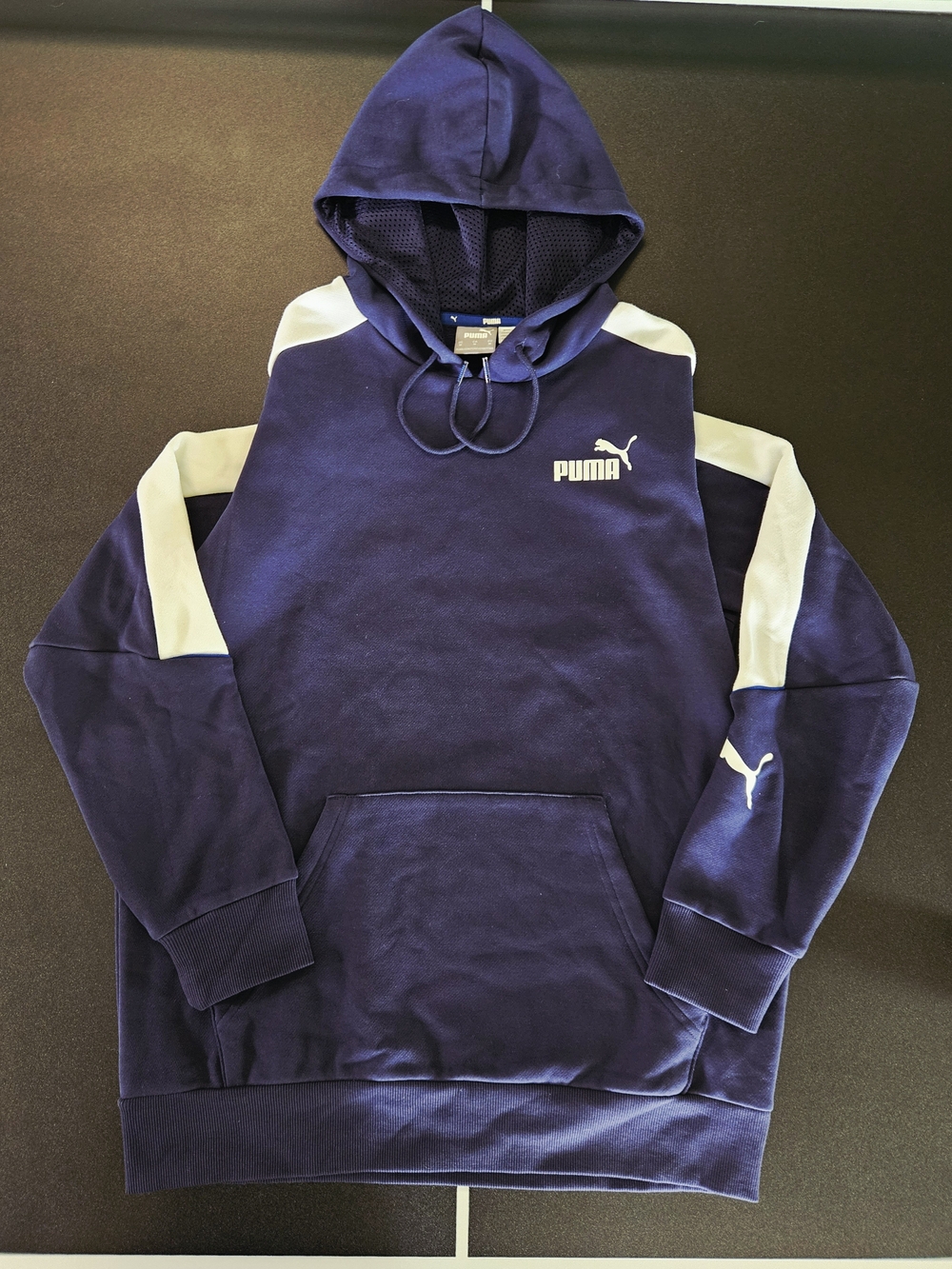 Puma Men's Size M Purple Navy Colorblock Hoodie White Panels